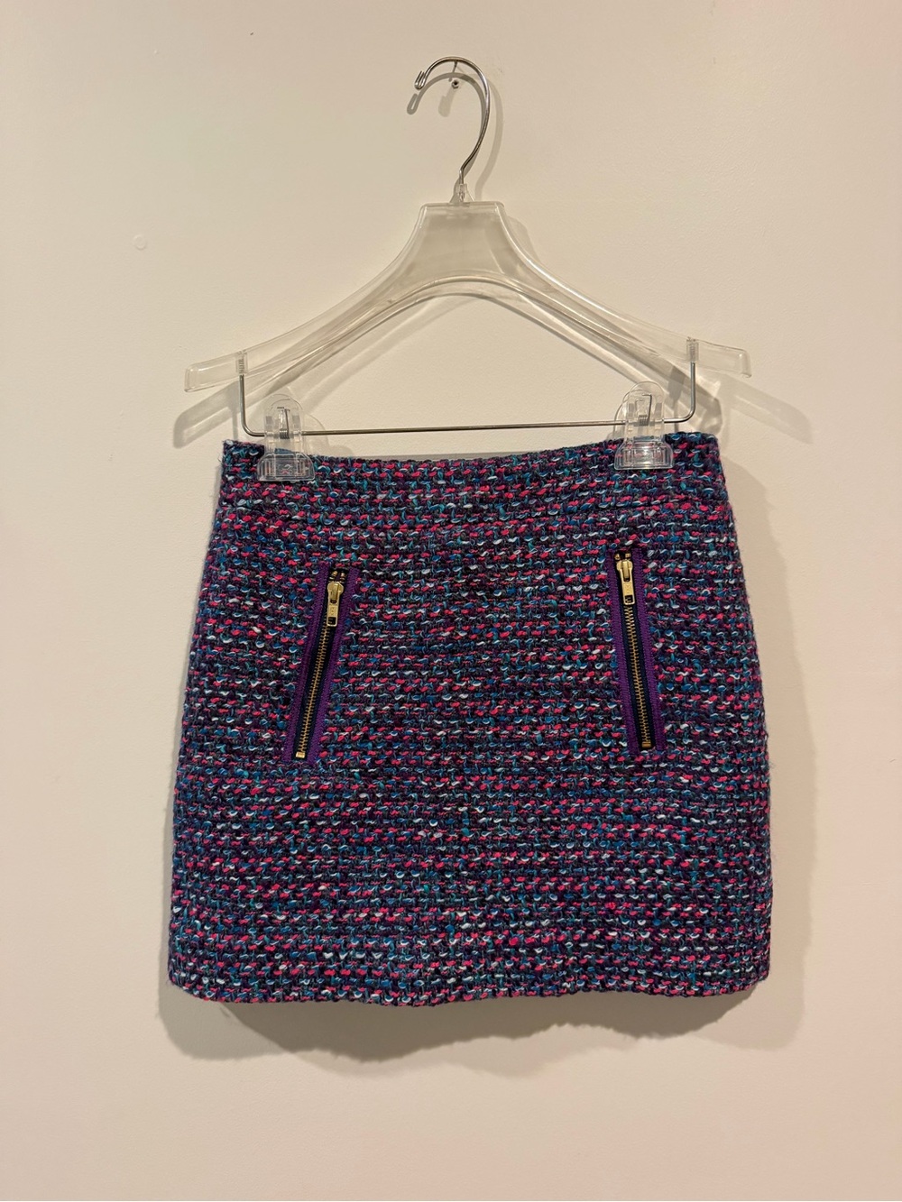 J. Crew Multicolor Tweed A-line Mini Skirt Size 00